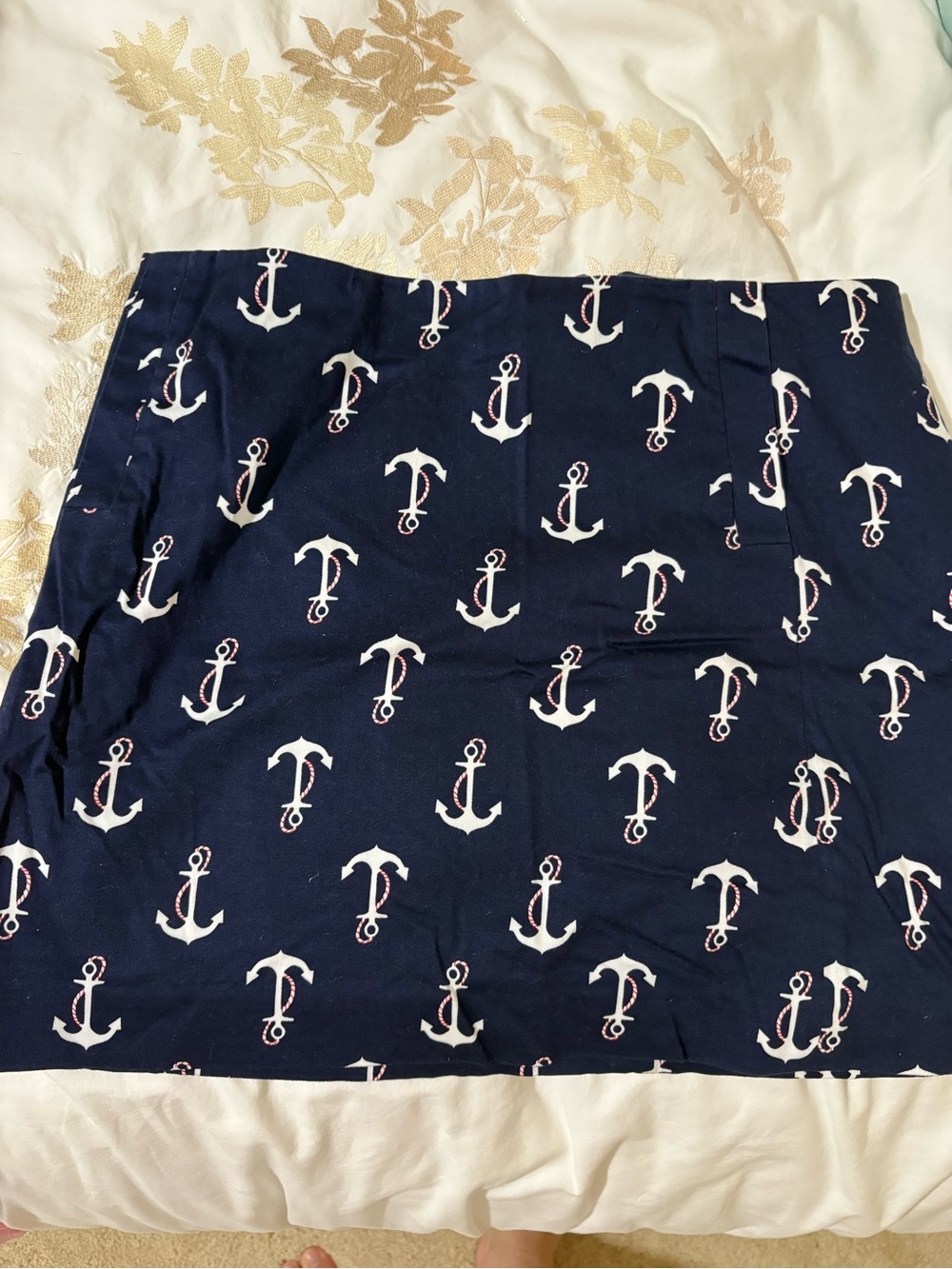 J. Crew Navy and White Anchor Print Skirt